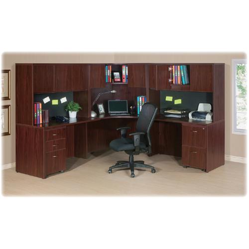 Lorell Essentials Series Rectangular Desk Shell - 47.3'' x 29.5'' x 1'' x 29.5'' - Finish: Laminate, Mahogany - Grommet, Modesty Panel, Cord Management, Adjustable Feet