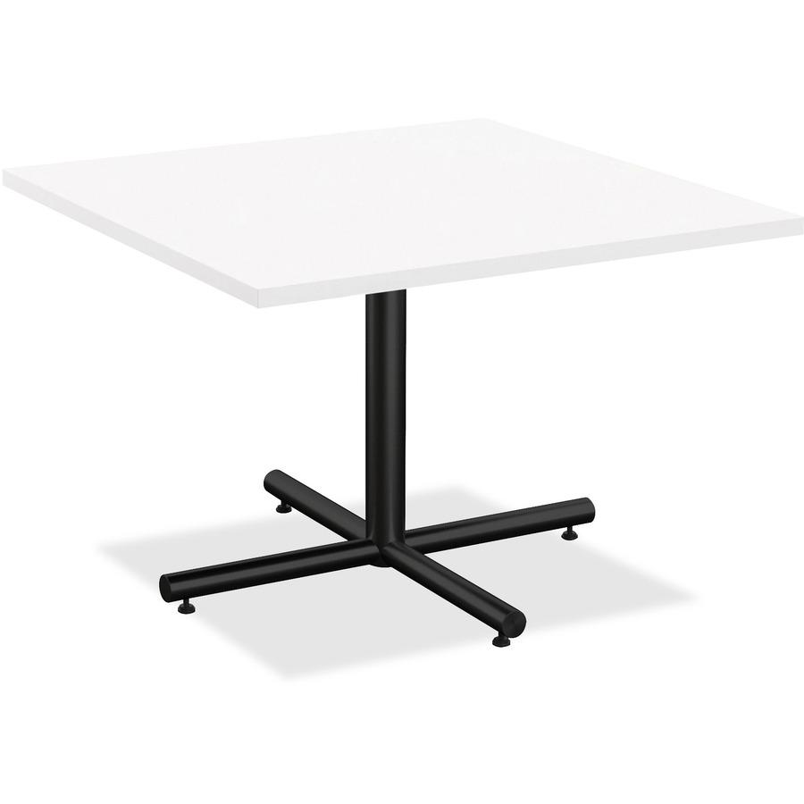 Lorell Hospitality Collection Tabletop - High Pressure Laminate (HPL) Square, White Top - 36'' Table Top Width x 36'' Table Top Depth x 1'' Table Top Thickness - Assembly Required - Thermofused Laminate