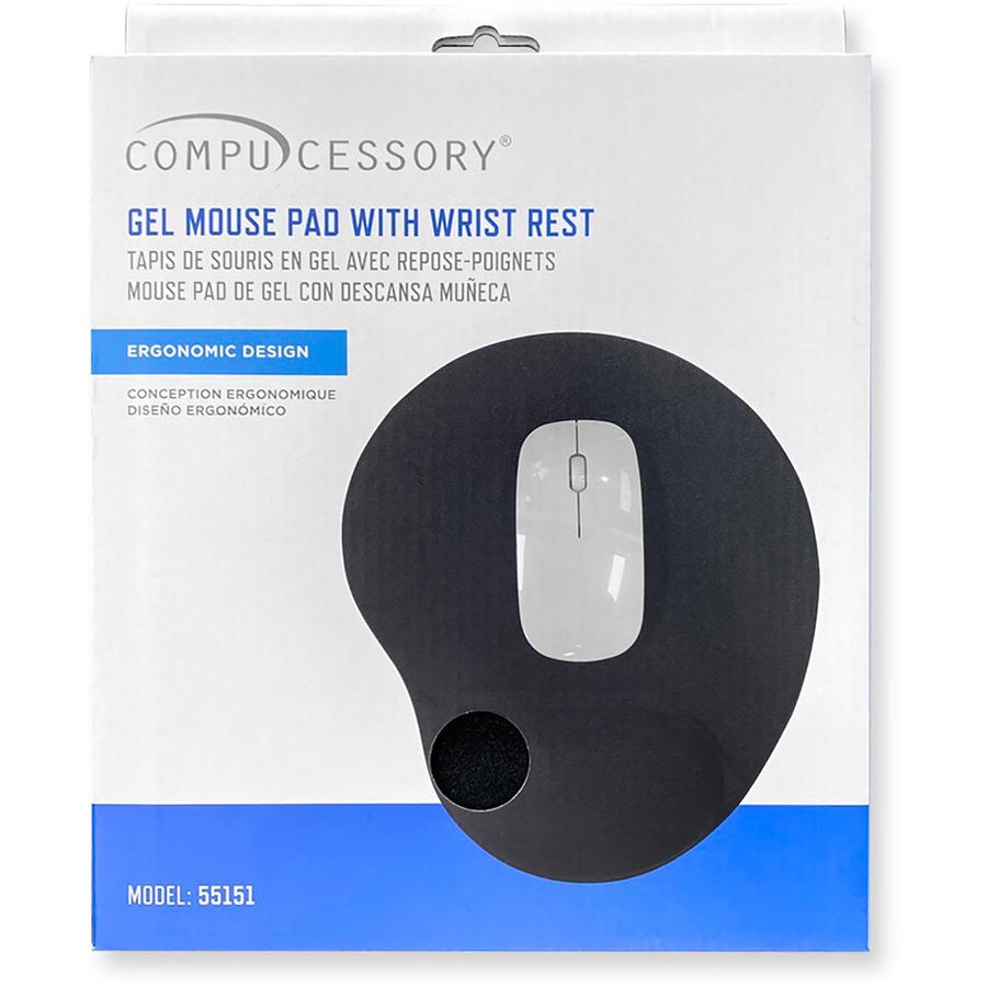 Compucessory Gel Mouse Pads - 9'' x 10'' x 1'' Dimension - Black - Gel - 1 Pack
