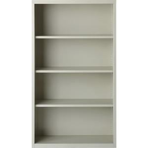Lorell Fortress Series Bookcase - 34.5'' x 13'' x 60'' - 4 x Shelf(ves) - Light Gray - Powder Coated - Steel - Recycled