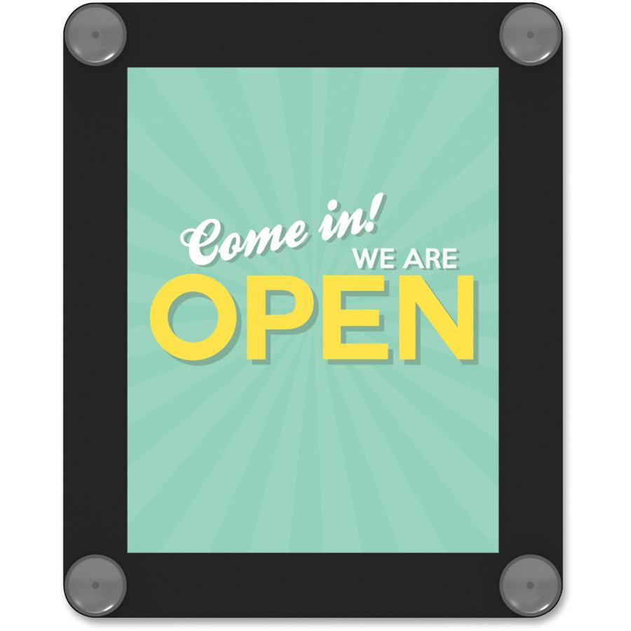 Deflecto Window Display - 1 Each - 8.5'' Width x 11'' Height - Rectangular Shape - Glass-mountable, Window-mountable - Double Sided - UV Protected, Heat Resistant, Suction Cup - Restaurant, Door, Wall - - deflecto