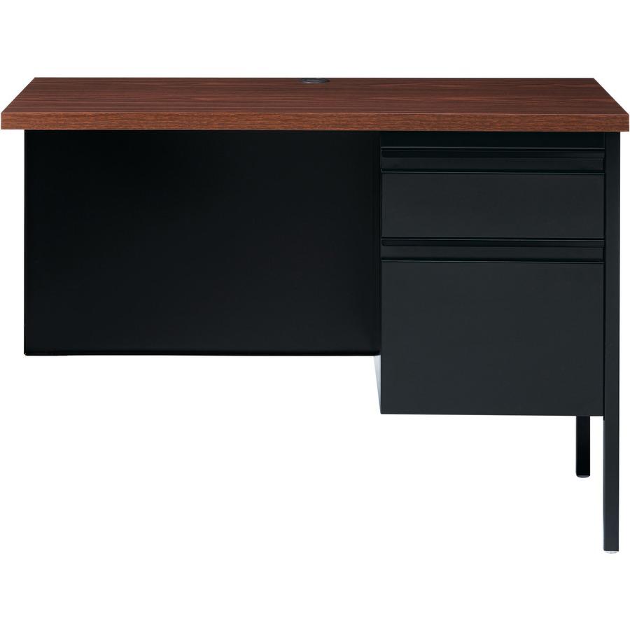 Lorell Fortress Series Right-Pedestal Return - Rectangle Top - 42'' Table Top Width x 24'' Table Top Depth x 1.12'' Table Top Thickness - 29.50'' HeightAssembly Required - Black Walnut, Oak Laminate - Ste