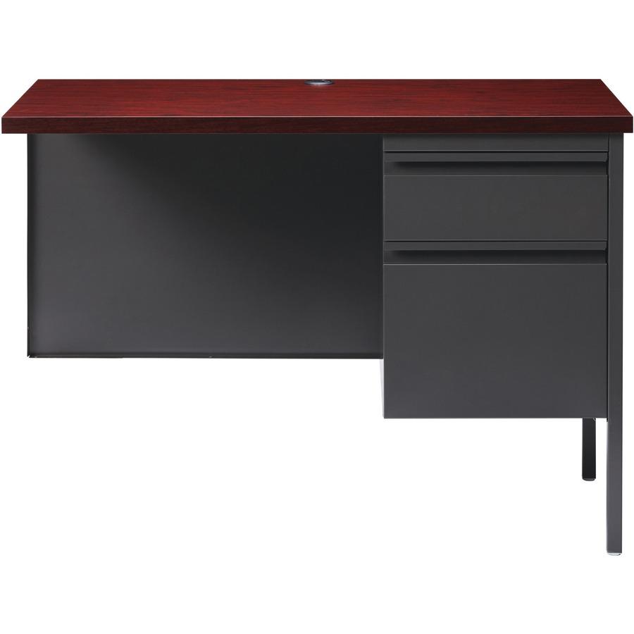 Lorell Fortress Series Right-Pedestal Return - Rectangle Top - 42'' Table Top Width x 24'' Table Top Depth x 1.12'' Table Top Thickness - 29.50'' HeightAssembly Required - Laminated, Mahogany - Steel - 1