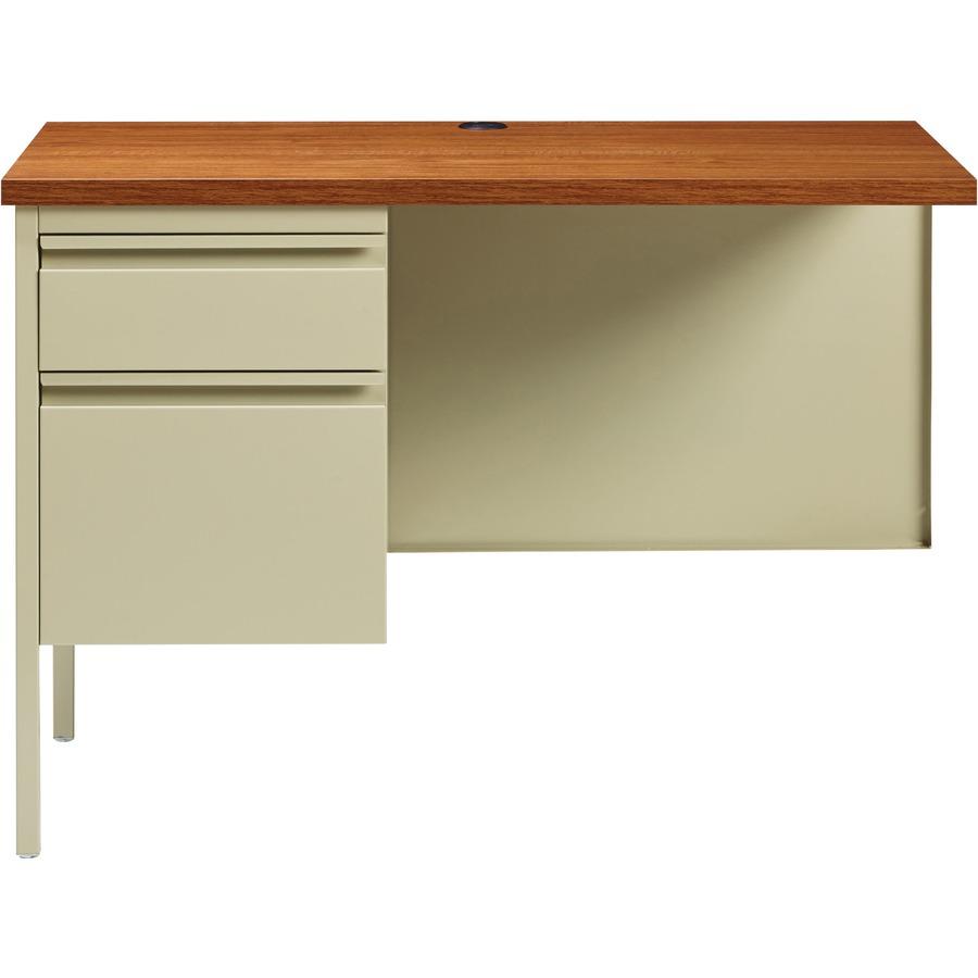 Lorell Fortress Series Left-Pedestal Return - Rectangle Top - 42'' Table Top Width x 24'' Table Top Depth x 1.12'' Table Top Thickness - 29.50'' HeightAssembly Required - Oak, Oak Laminate, Putty - Steel