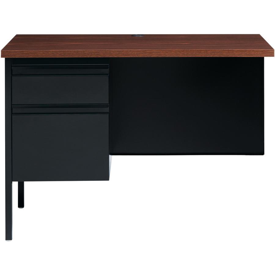 Lorell Fortress Series Left-Pedestal Return - Rectangle Top - 42'' Table Top Width x 24'' Table Top Depth x 1.12'' Table Top Thickness - 29.50'' HeightAssembly Required - Black Walnut, Laminated, Walnut -