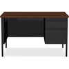 Lorell Fortress Series 48'' Right Single-Pedestal Desk - Laminated Rectangle, Walnut Top - 30'' Table Top Length x 48'' Table Top Width x 1.13'' Table Top Thickness - 29.50'' Height - Assembly Required - B
