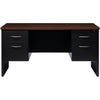 Lorell Fortress Modular Series Double-pedestal Credenza - 60'' x 24'' , 1.1'' Top - 2 x Box, File Drawer(s) - Double Pedestal - Material: Steel - Finish: Walnut Laminate, Black - Scratch Resistant, Stain