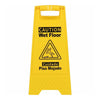 Genuine Joe Universal Graphic Wet Floor Sign - English, Spanish - Print/Message ''Wet Floor'' - Foldable - Yellow - 2 / Carton