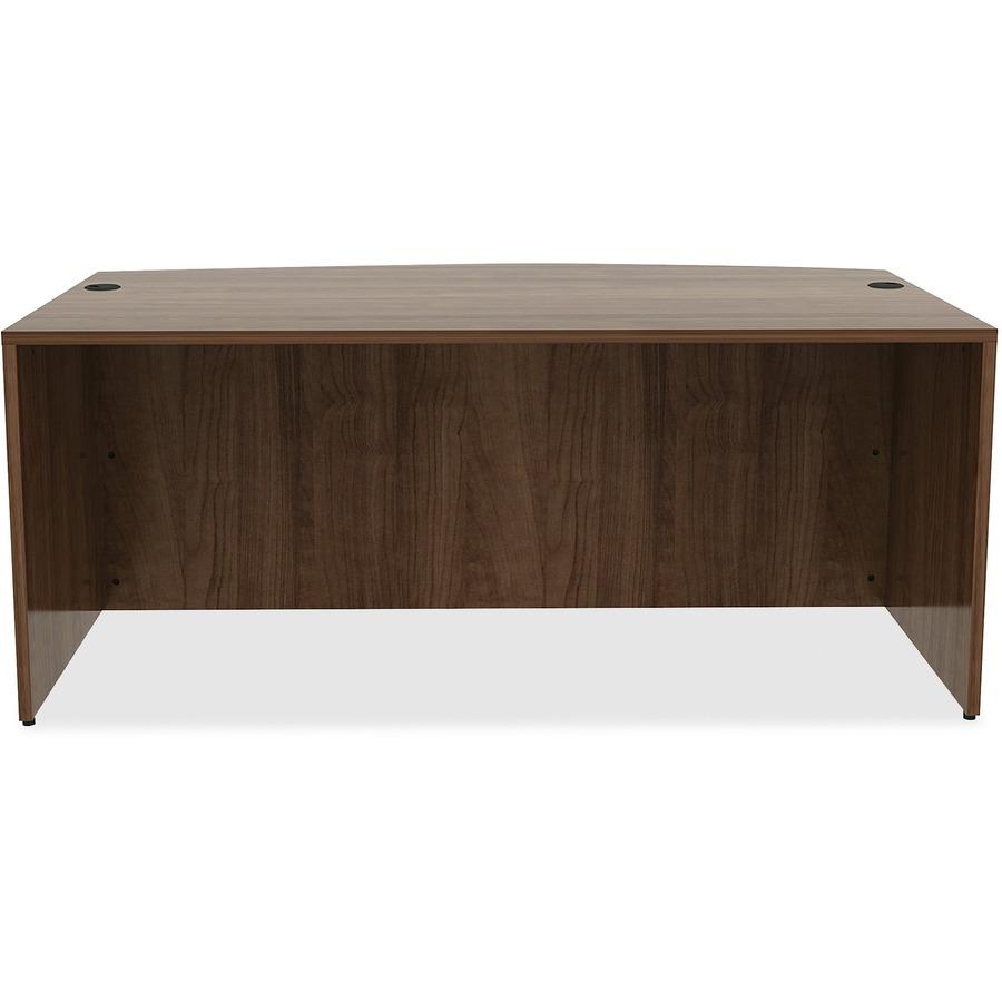 Lorell Essentials Series Bowfront Desk Shell - 71'' x 41.4''29.5'' Desk, 0.1'' Edge - Material: Metal - Finish: Walnut, Laminate