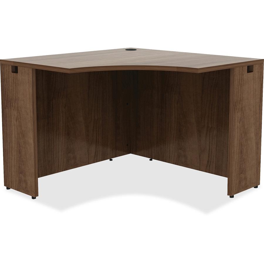 Lorell Essentials Series Corner Desk - 42'' x 29.5''24'' Desk, 0.1'' Edge - Material: Metal - Finish: Walnut, Laminate