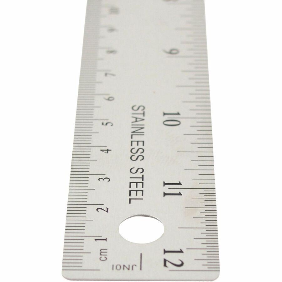 Westcott Stainless Steel Rulers - 12'' Length x 1'' Width - 1/16, 1/32 Graduations - Metric, Imperial Measuring System - Stainless Steel - Stainless Steel - 12 / Box