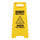Genuine Joe Universal Graphic Wet Floor Sign - Print/Message ''Wet Floor'' - Foldable - Yellow - 3 / Bundle