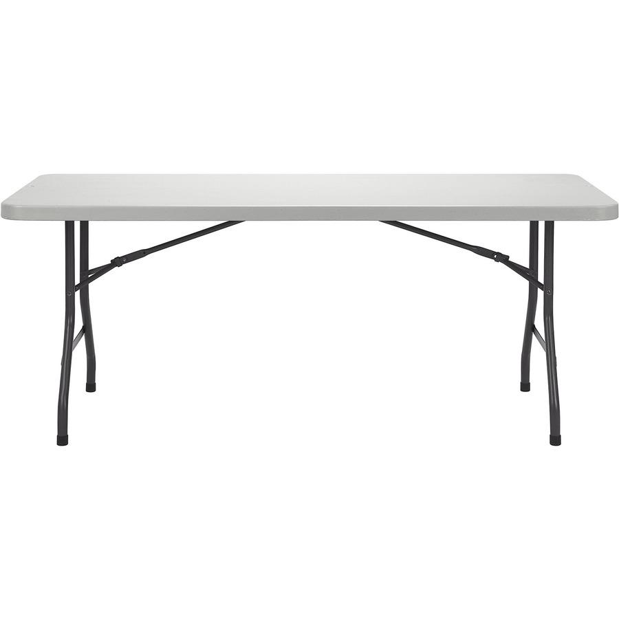 Lorell Extra-Capacity Ultra-Lite Folding Table - Light Gray Top - Dark Gray Base - 750 lb Capacity x 96'' Table Top Width x 30'' Table Top Depth - 29.25'' Height - Gray - High-density Polyethylene (HDPE)