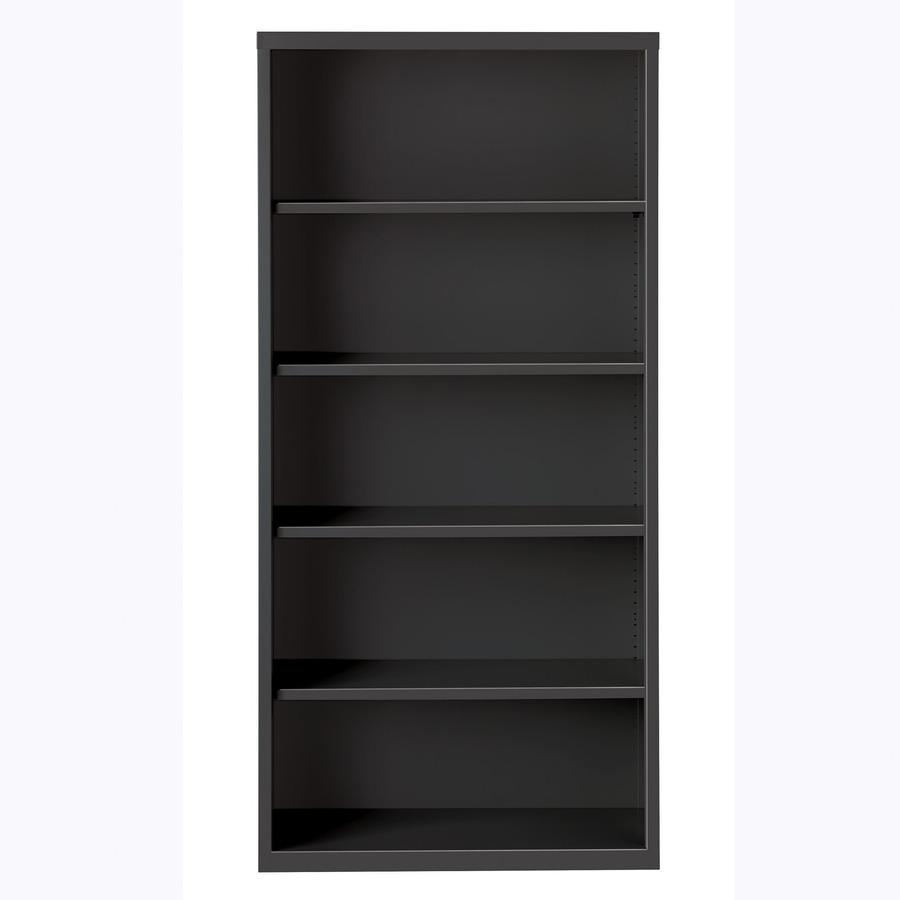 Lorell Fortress Series Bookcase - 34.5'' x 13''72'' - 5 Shelve(s) - Material: Steel - Finish: Charcoal, Powder Coated - Adjustable Shelf, Welded, Durable