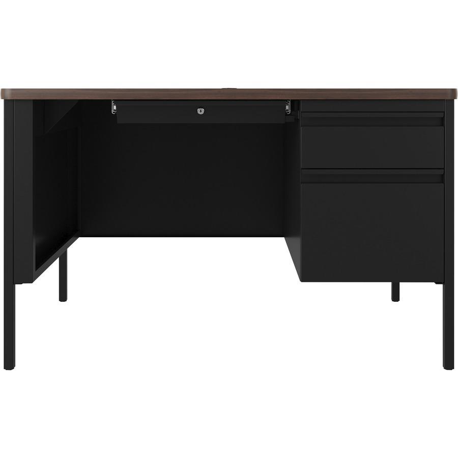 Lorell Fortress Series Walnut Top Teacher's Desk - 48'' x 30''29.5'' - Box, File Drawer(s) - Single Pedestal on Right Side - T-mold Edge