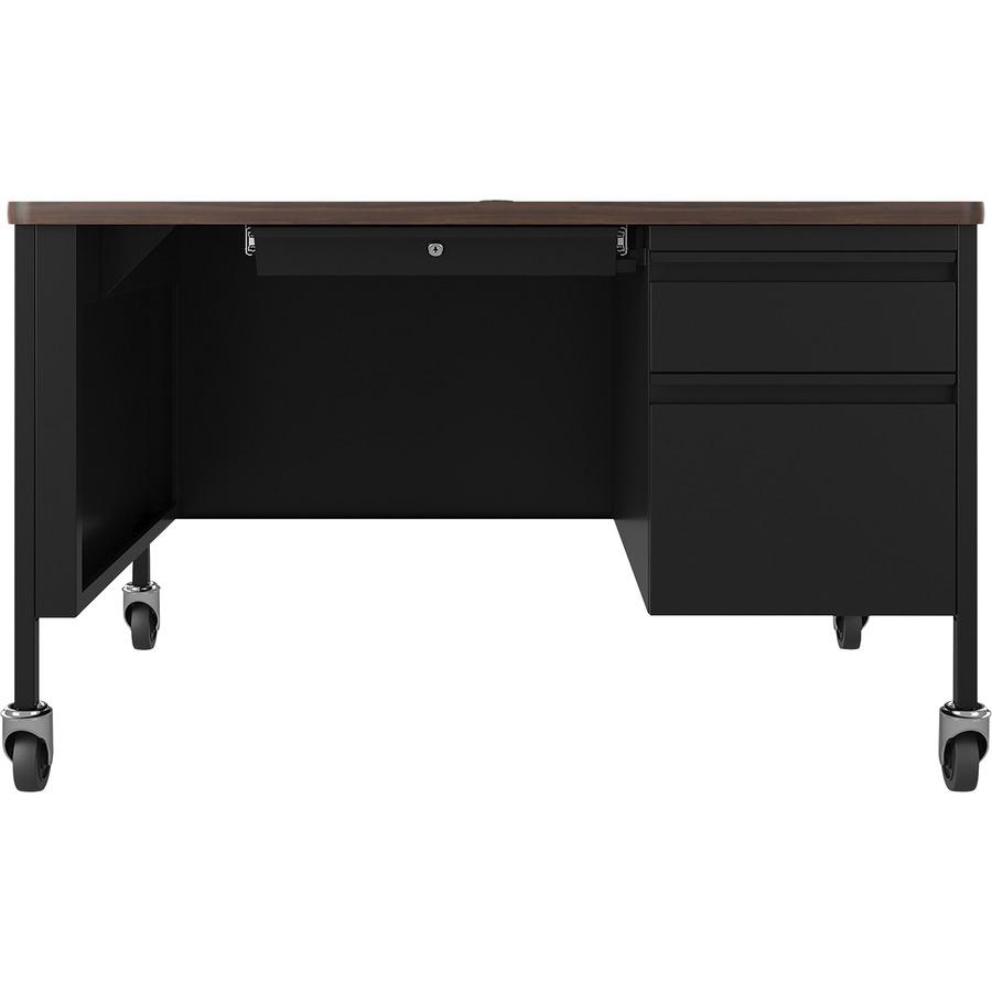 Lorell Fortress Series Walnut Top Teacher's Desk - 48'' x 30''29.5'' - Box, File Drawer(s) - Single Pedestal on Right Side - T-mold Edge
