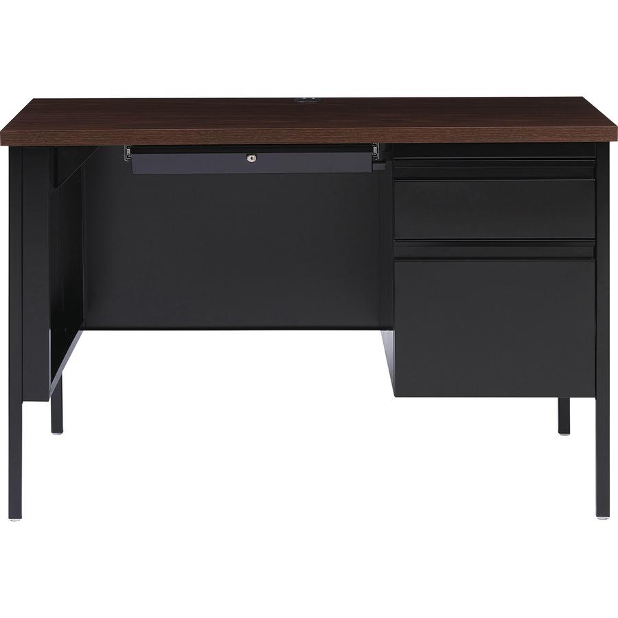 Lorell Fortress Series 45-1/2'' Right Single-Pedestal Desk - 45.5'' x 24''29.5'' , 1.1'' Top - Box, File Drawer(s) - Single Pedestal on Right Side - Square Edge