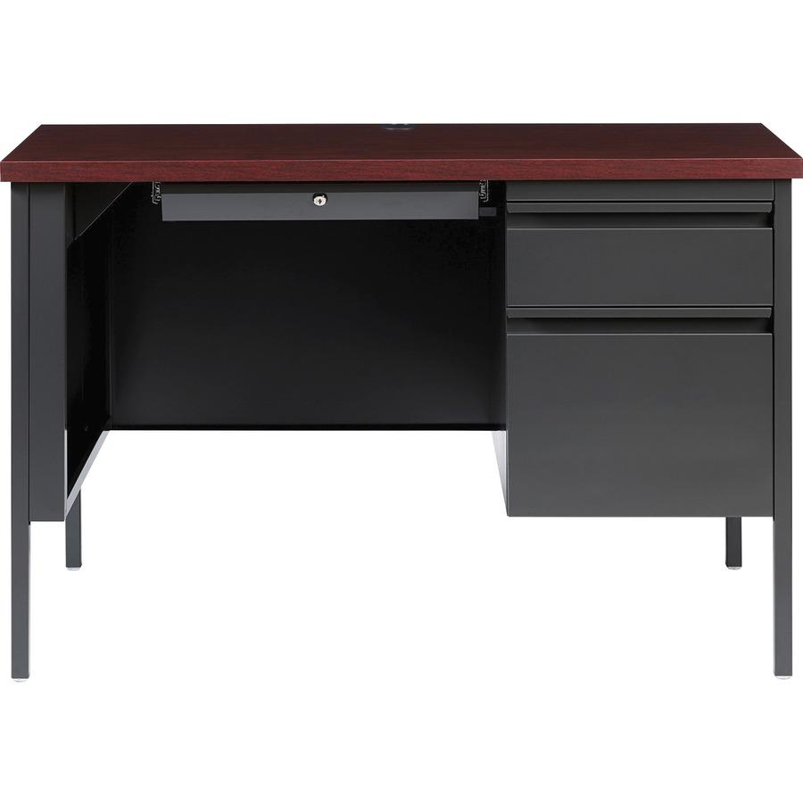 Lorell Fortress Series 45-1/2'' Right Single-Pedestal Desk - 45.5'' x 24''29.5'' , 1.1'' Top - Box, File Drawer(s) - Single Pedestal on Right Side - Square Edge