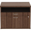 Lorell Relevance Series 2-Drawer File Cabinet Credenza w/Open Shelf - 29.5'' x 22''23.1'' - 2 x File, Storage Drawer(s) - Finish: Walnut Laminate