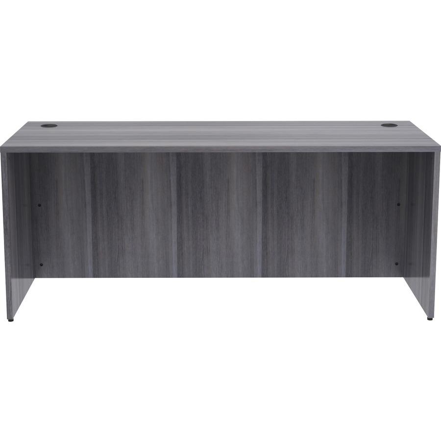 Lorell Essentials Series Rectangular Desk Shell - 72'' x 30''29.5'' , 1'' Top - Laminate, Weathered Charcoal Table Top - Grommet