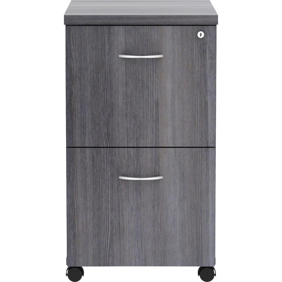 Lorell Essentials Series File/File Mobile File Cabinet - 16'' x 22''28.3'' - 2 x File Drawer(s) - Finish: Weathered Charcoal, Laminate