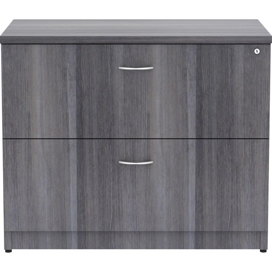 Lorell Essentials Series Lateral File - 35'' x 22''29.5'' , 1'' Top - 2 x File Drawer(s) - Finish: Weathered Charcoal, Laminate