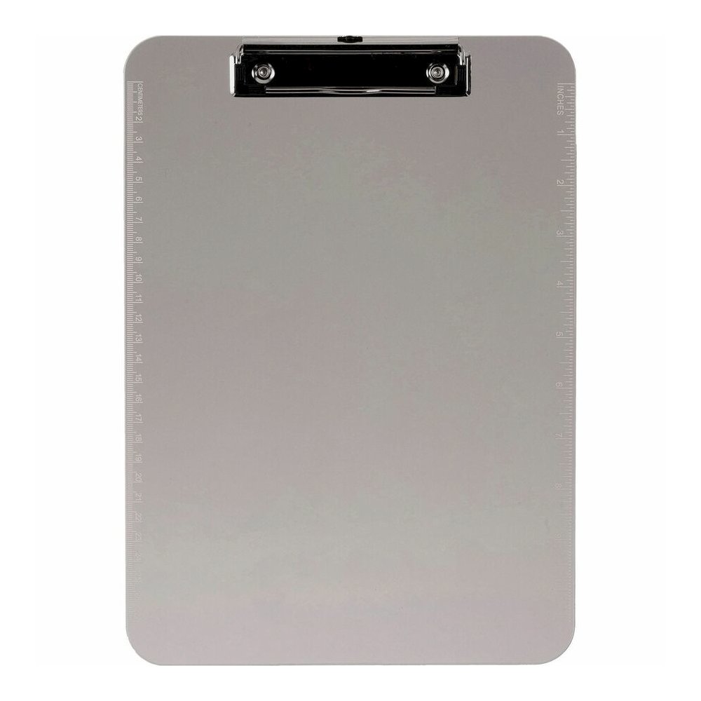 Business Source Flat Clip Plastic Clipboard - 9'' x 12'' Sheet Size - Plastic - Smoke - 6 / Bundle