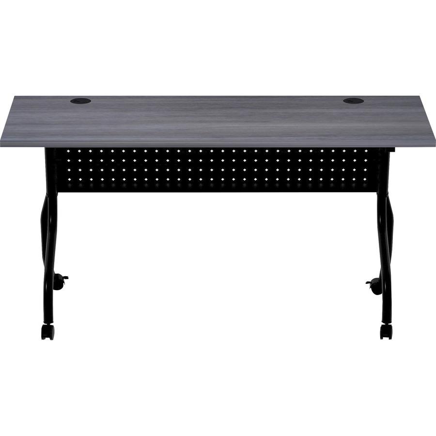 Lorell Flip Top Training Table - Charcoal Rectangle, Melamine Top - Black Four Leg Base - 4 Legs x 60'' Table Top Width x 23.60'' Table Top Depth - 29.50'' Height - Melamine - 1 Each