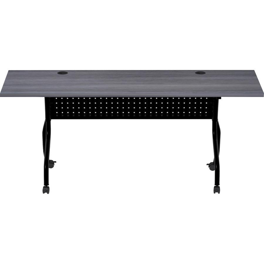 Lorell Flip Top Training Table - Charcoal Rectangle, Melamine Top - Black Four Leg Base - 4 Legs x 72'' Table Top Width x 23.60'' Table Top Depth - 29.50'' Height - Melamine - 1 Each