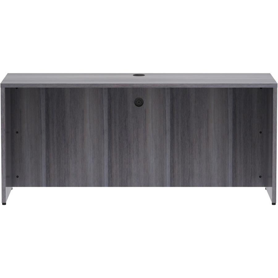 Lorell Essentials Series Credenza Shell - 66'' x 24''29.5'' Credenza Shell, 1'' Top - Finish: Weathered Charcoal Laminate, Silver Brush