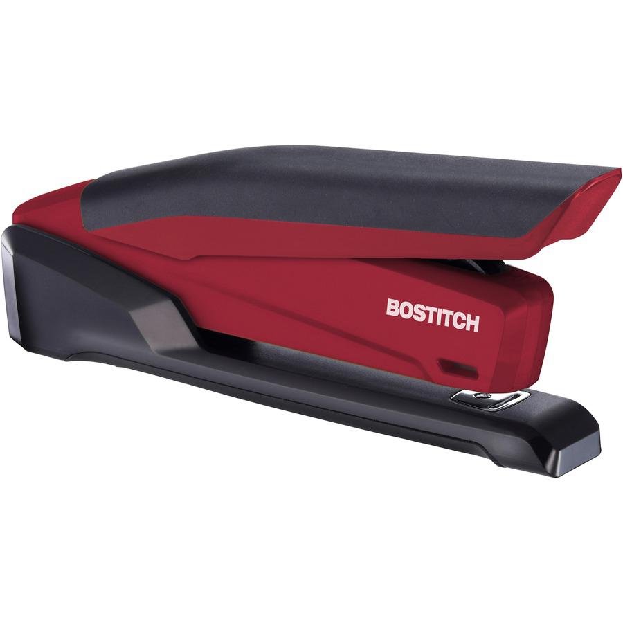Bostitch InPower Spring-Powered Antimicrobial Desktop Stapler - 20 Sheets Capacity - 210 Staple Capacity - Full Strip - 1 Each - Red