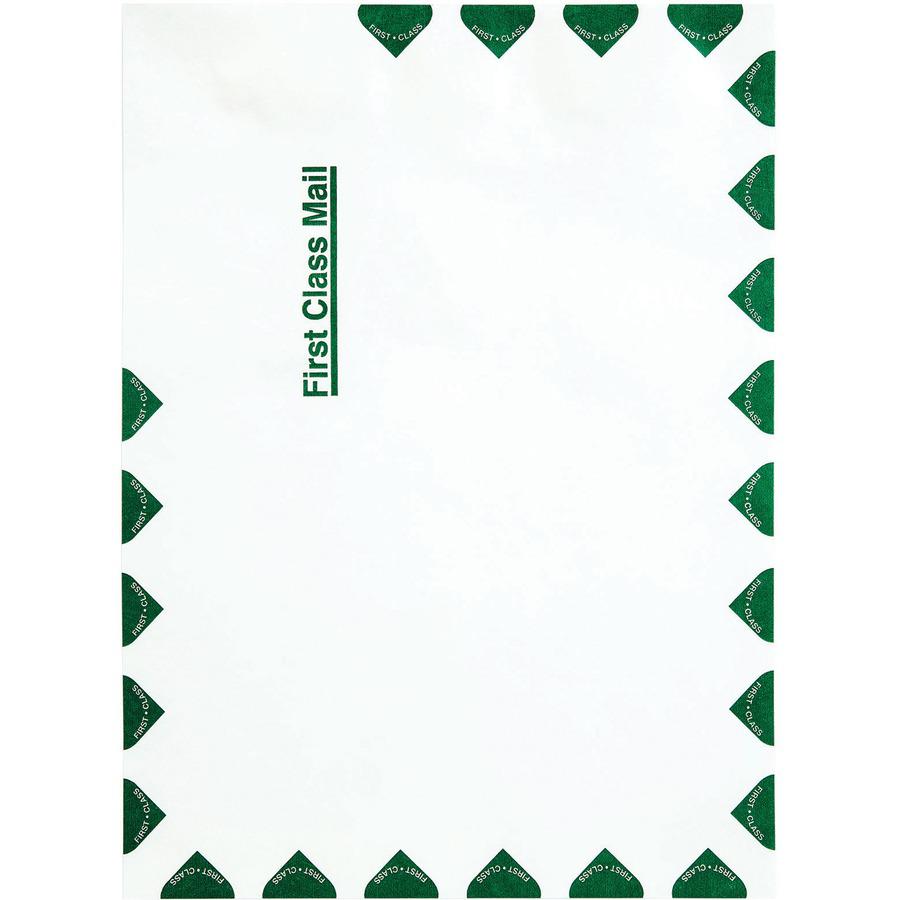 Survivor 9 x 12 DuPont Tyvek First Class Border Mailers with Self-Seal Closure - First Class Mail - #10 1/2 - 9'' Width x 12'' Length - 14 lb - Peel & Seal - Tyvek - 100 / Box - White - SURVIVOR