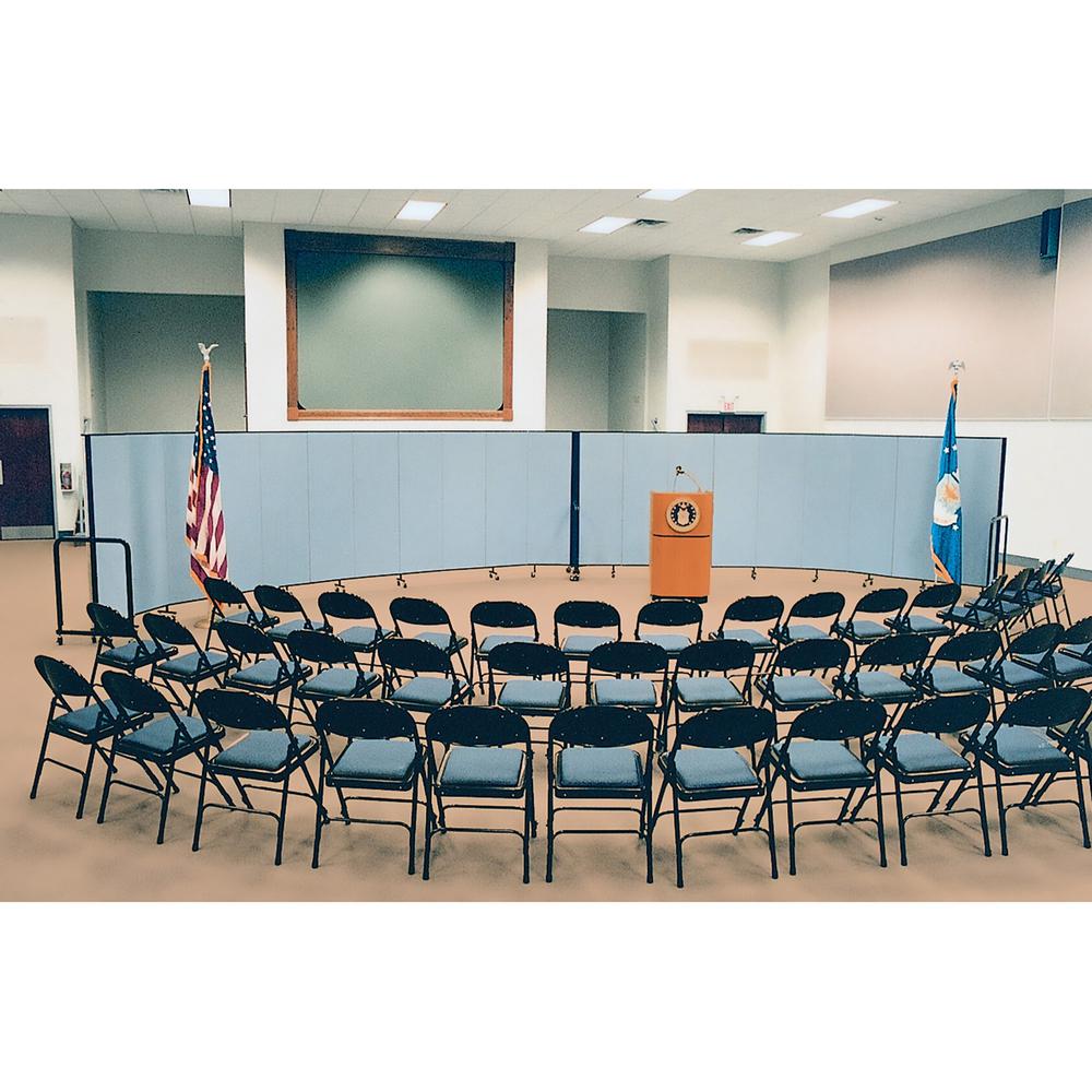 Screenflex Portable Room Dividers - 72'' Height x 20.4 ft Length - Black Metal Frame - Polyester - Stone - 1 Each