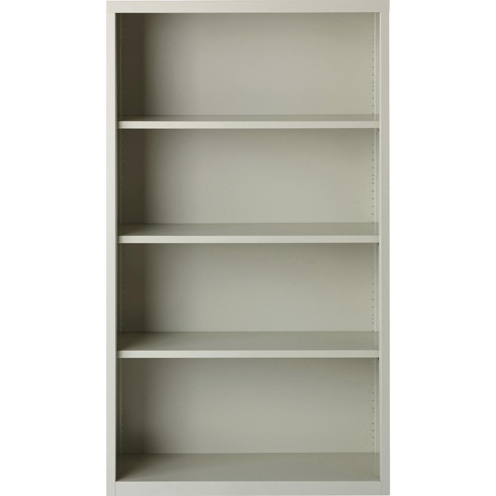 Lorell Fortress Series Bookcase - 34.5'' x 13'' x 60'' - 4 x Shelf(ves) - Light Gray - Powder Coated - Steel - Recycled