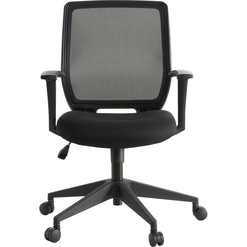 Lorell Executive Mid-back Work Chair - Black Seat - 5-star Base - Black - 1 Each