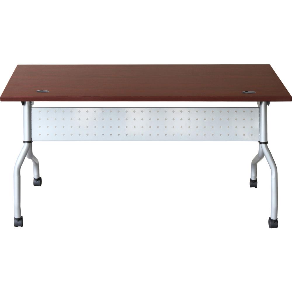 Lorell Flip Top Training Table - Rectangle Top - Four Leg Base - 4 Legs x 23.60'' Table Top Width x 60'' Table Top Depth - 29.50'' Height x 59'' Width x 23.63'' Depth - Assembly Required - Mahogany - Nylon