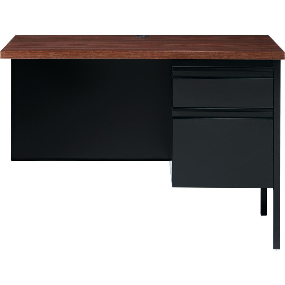 Lorell Fortress Series Right-Pedestal Return - Rectangle Top - 42'' Table Top Width x 24'' Table Top Depth x 1.12'' Table Top Thickness - 29.50'' HeightAssembly Required - Black Walnut, Oak Laminate - Ste