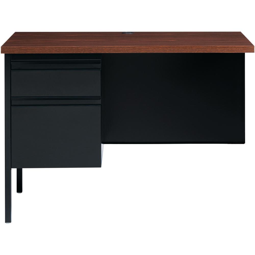Lorell Fortress Series Left-Pedestal Return - Rectangle Top - 42'' Table Top Width x 24'' Table Top Depth x 1.12'' Table Top Thickness - 29.50'' HeightAssembly Required - Black Walnut, Laminated, Walnut -