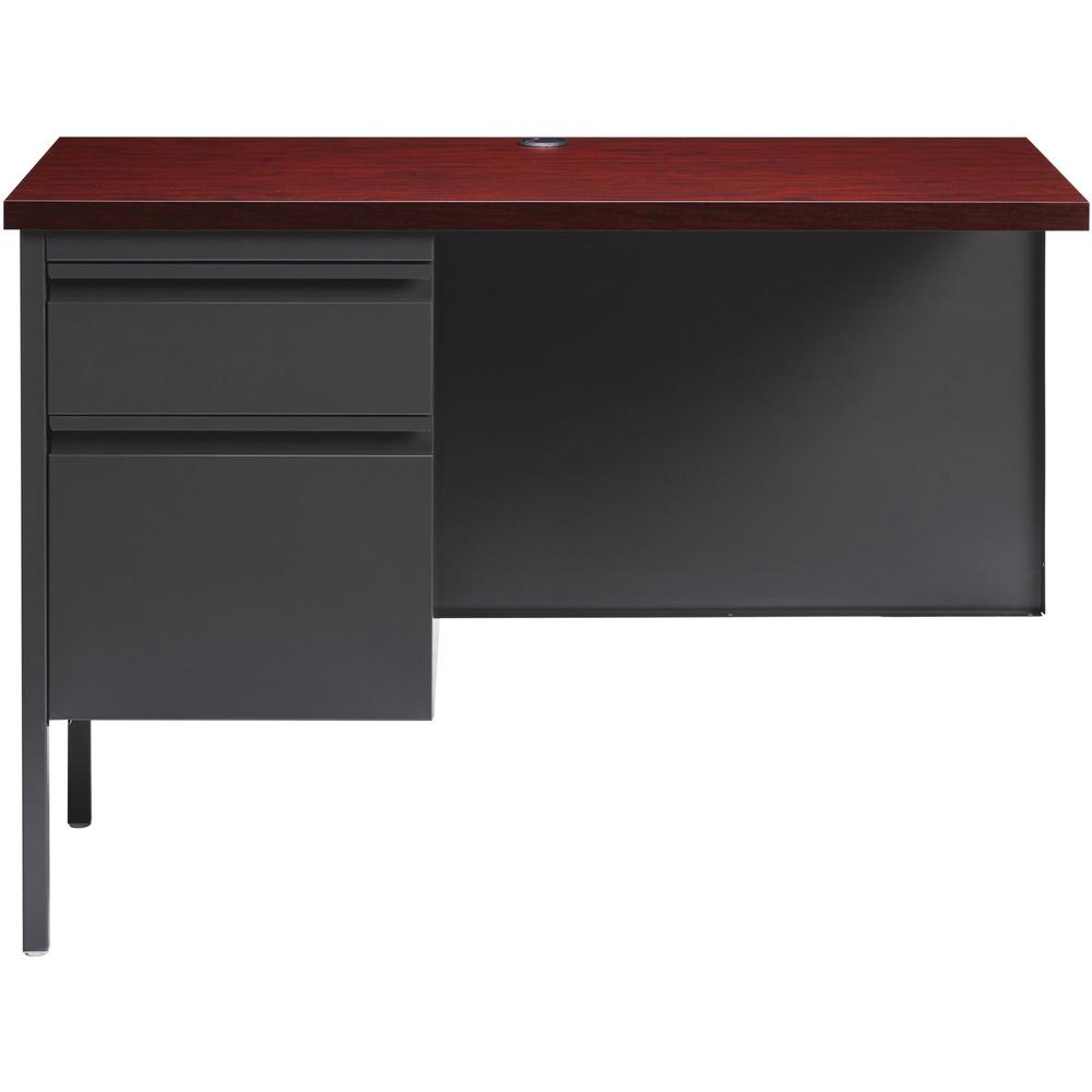Lorell Fortress Series Left-Pedestal Return - Rectangle Top - 42'' Table Top Width x 24'' Table Top Depth x 1.12'' Table Top Thickness - 29.50'' HeightAssembly Required - Laminated, Mahogany - Steel - 1 E