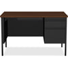 Lorell Fortress Series 48'' Right Single-Pedestal Desk - Laminated Rectangle, Walnut Top - 30'' Table Top Length x 48'' Table Top Width x 1.13'' Table Top Thickness - 29.50'' Height - Assembly Required - B