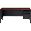 Lorell Fortress Series 66'' Right-Pedestal Desk - Laminated Rectangle, Walnut Top - 30'' Table Top Length x 66'' Table Top Width x 1.13'' Table Top Thickness - 29.50'' Height - Assembly Required - Black Wa
