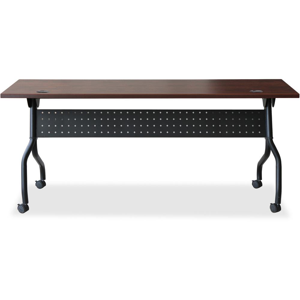 Lorell Flip Top Training Table - Rectangle Top - Four Leg Base - 4 Legs x 72'' Table Top Width x 23.60'' Table Top Depth - 29.50'' Height x 28.70'' Width x 23.63'' Depth - Assembly Required - Cherry - Mela