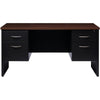 Lorell Fortress Modular Series Double-pedestal Credenza - 60'' x 24'' , 1.1'' Top - 2 x Box, File Drawer(s) - Double Pedestal - Material: Steel - Finish: Walnut Laminate, Black - Scratch Resistant, Stain