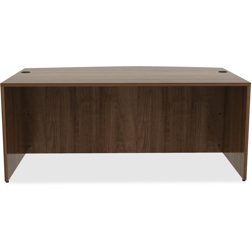 Lorell Essentials Series Bowfront Desk Shell - 71'' x 41.4''29.5'' Desk, 0.1'' Edge - Material: Metal - Finish: Walnut, Laminate