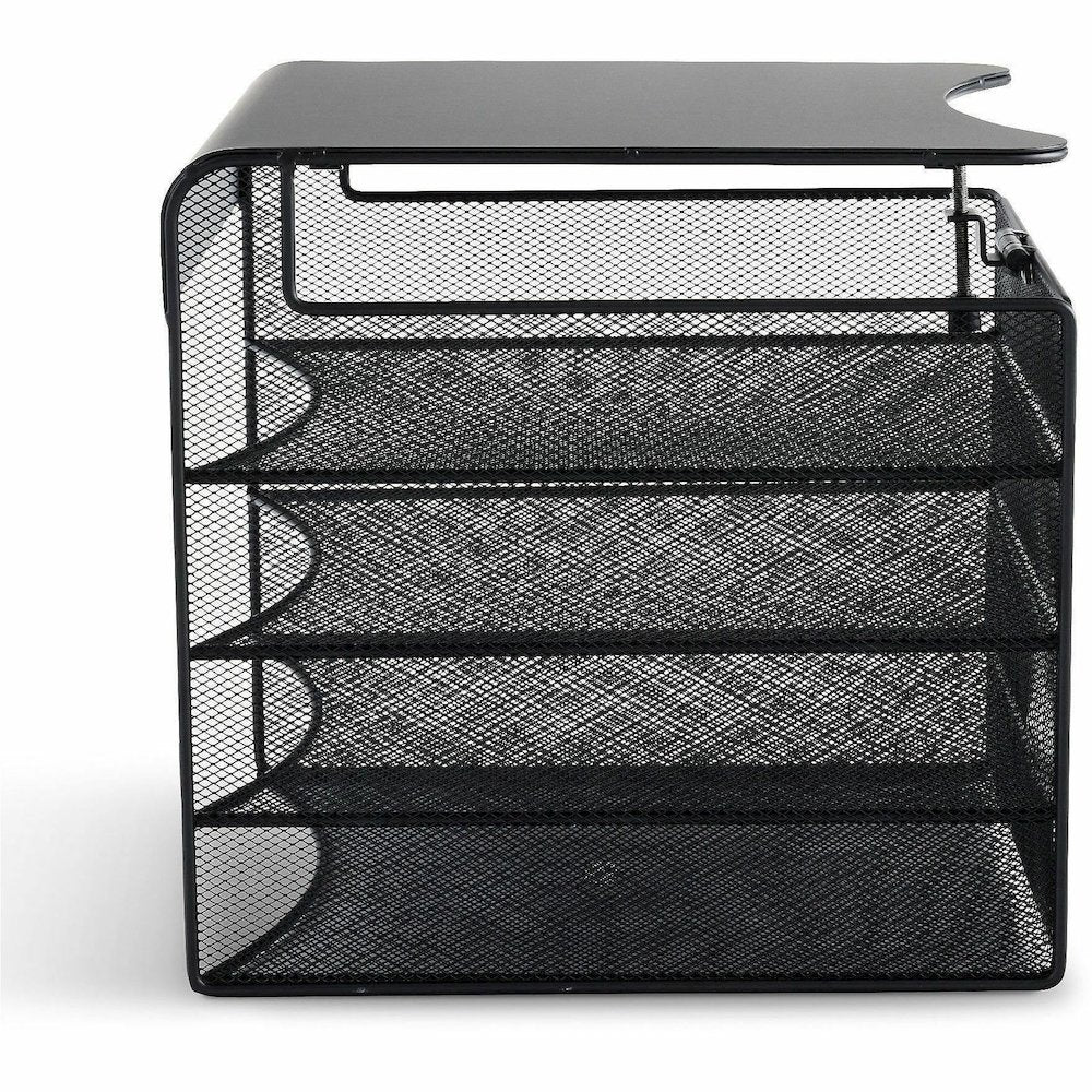 Safco Onyx Solid Top Horizontal Hanging Storage - 12'' Height x 10.25'' Width x 12.38'' Depth - Scratch Resistant - Powder Coated - Black - Steel - 1 Each