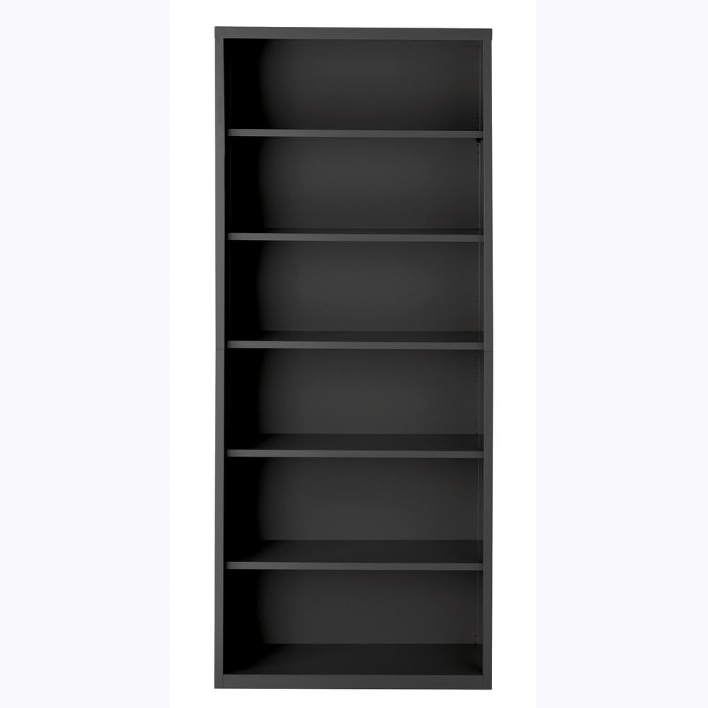 Lorell Fortress Series Bookcase - 34.5'' x 13''82'' - 6 Shelve(s) - Material: Steel - Finish: Charcoal, Powder Coated - Adjustable Shelf, Welded, Durable