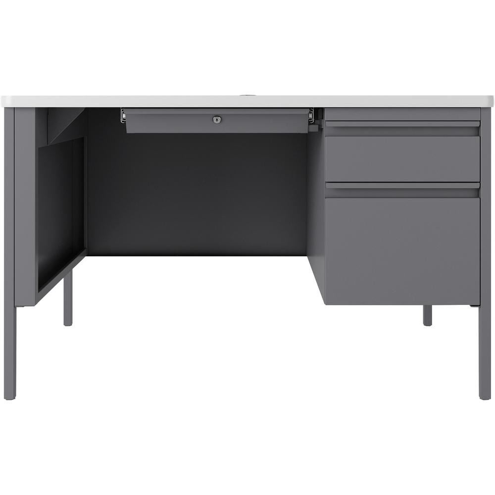 Lorell Fortress Series 48'' Right-Pedestal Teachers Desk - 48'' x 30''29.5'' - Box, File Drawer(s) - Single Pedestal on Right Side - T-mold Edge - Finish: Gray