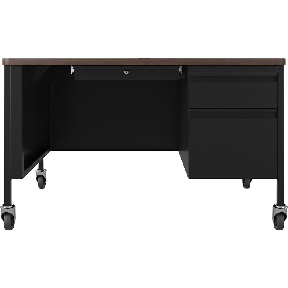 Lorell Fortress Series Walnut Top Teacher's Desk - 48'' x 30''29.5'' - Box, File Drawer(s) - Single Pedestal on Right Side - T-mold Edge