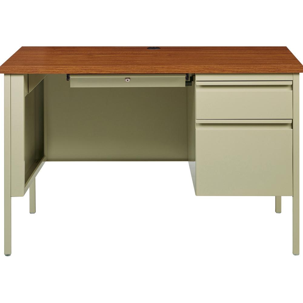 Lorell Fortress Series 45-1/2'' Right Single-Pedestal Desk - 45.5'' x 24''29.5'' , 1.1'' Table Top - Box, File Drawer(s) - Single Pedestal on Right Side - Square Edge