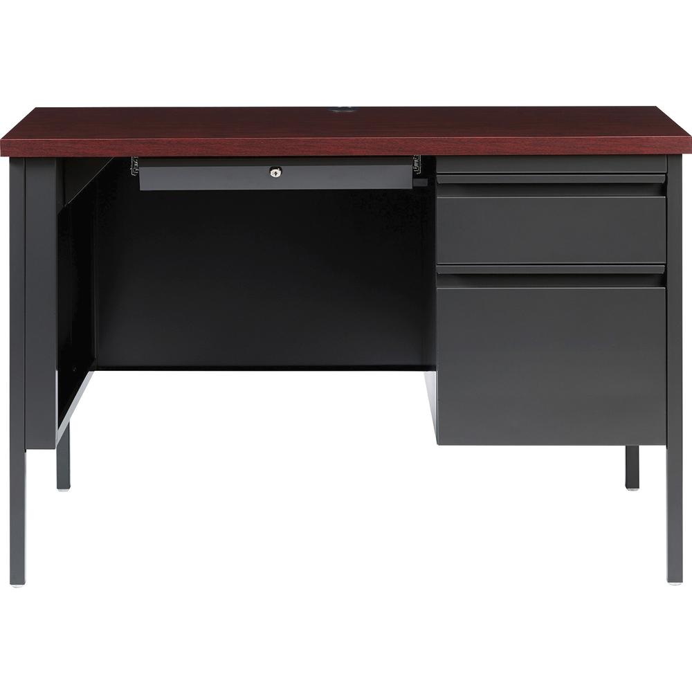 Lorell Fortress Series 45-1/2'' Right Single-Pedestal Desk - 45.5'' x 24''29.5'' , 1.1'' Top - Box, File Drawer(s) - Single Pedestal on Right Side - Square Edge
